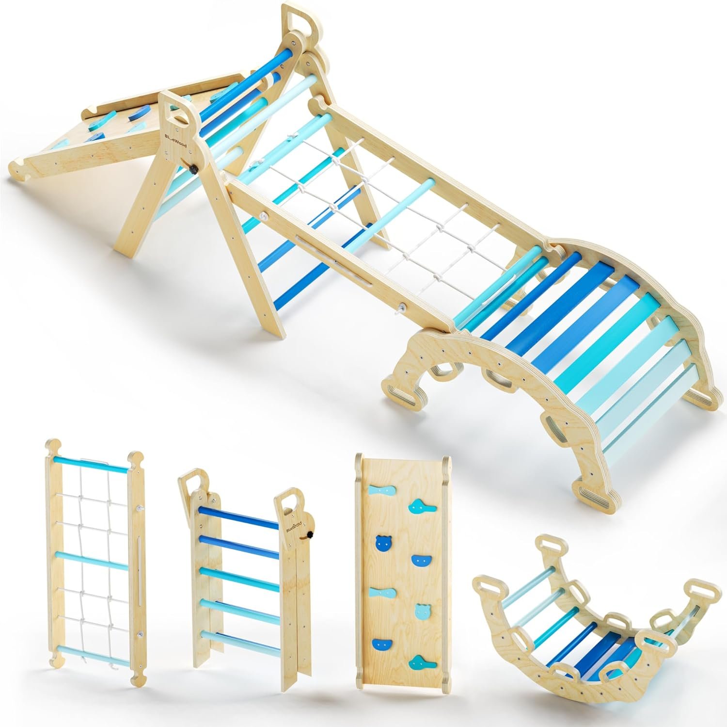 BlueWood 8-in-1 Pikler Set