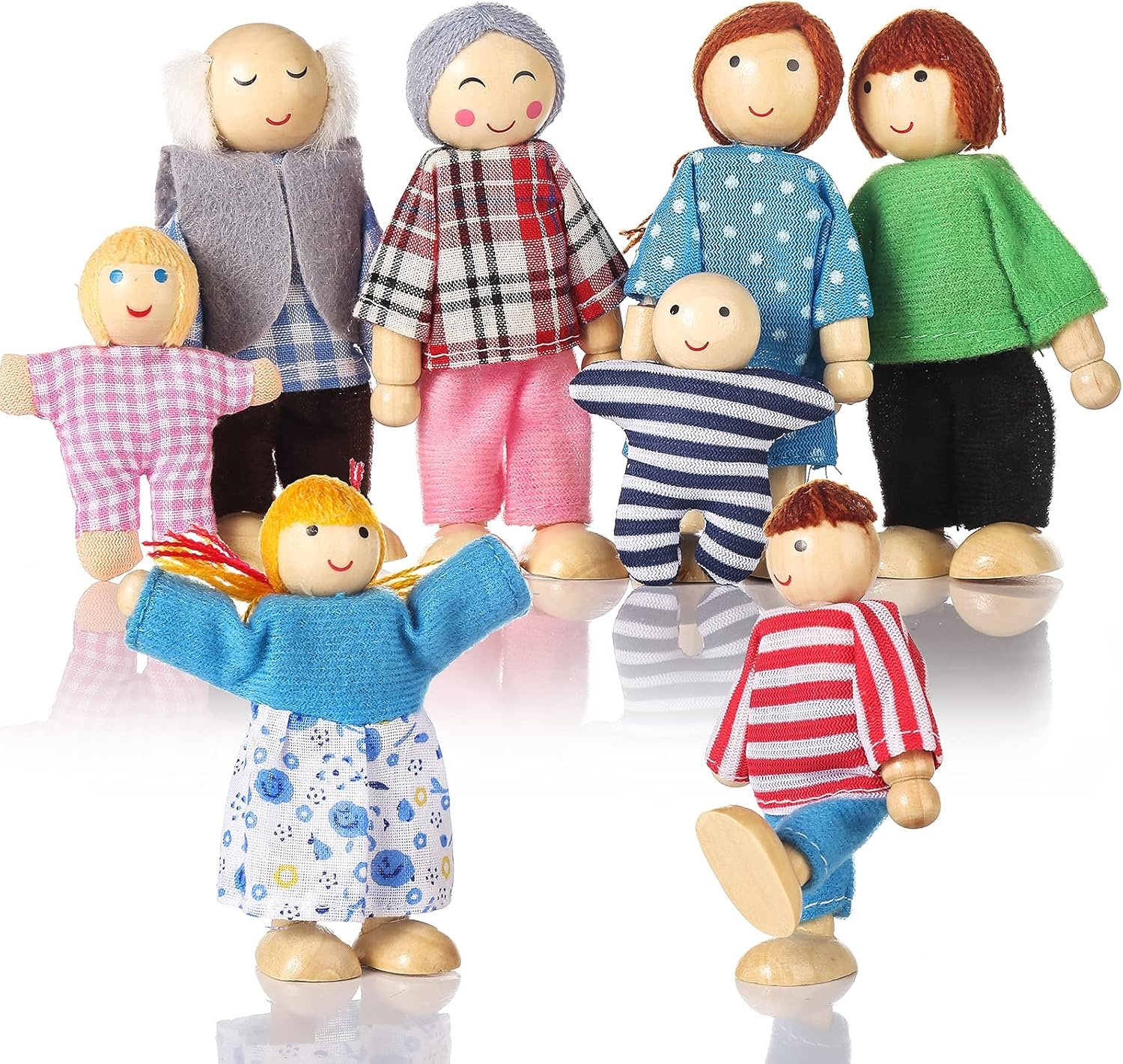 Jzszer Wooden Doll Family