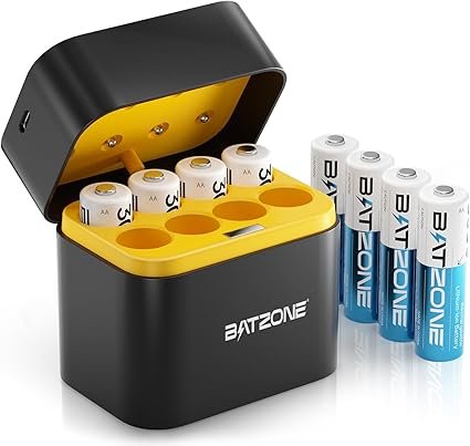 Rechargeable AA Batteries Lithium 8 Pack with Fast Charger