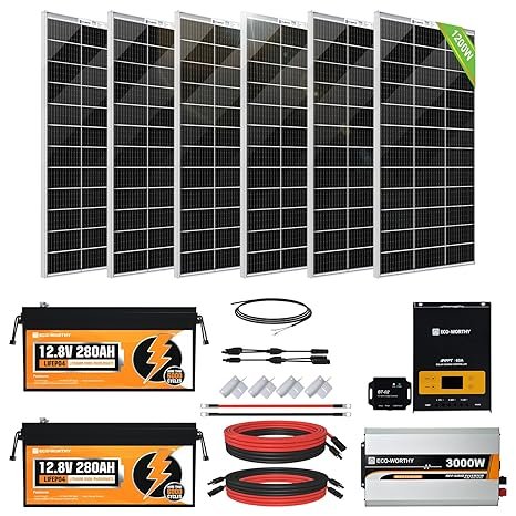 ECO-WORTHY 1200W 24V 5.52KWH Lithium Battery Solar System Off Grid