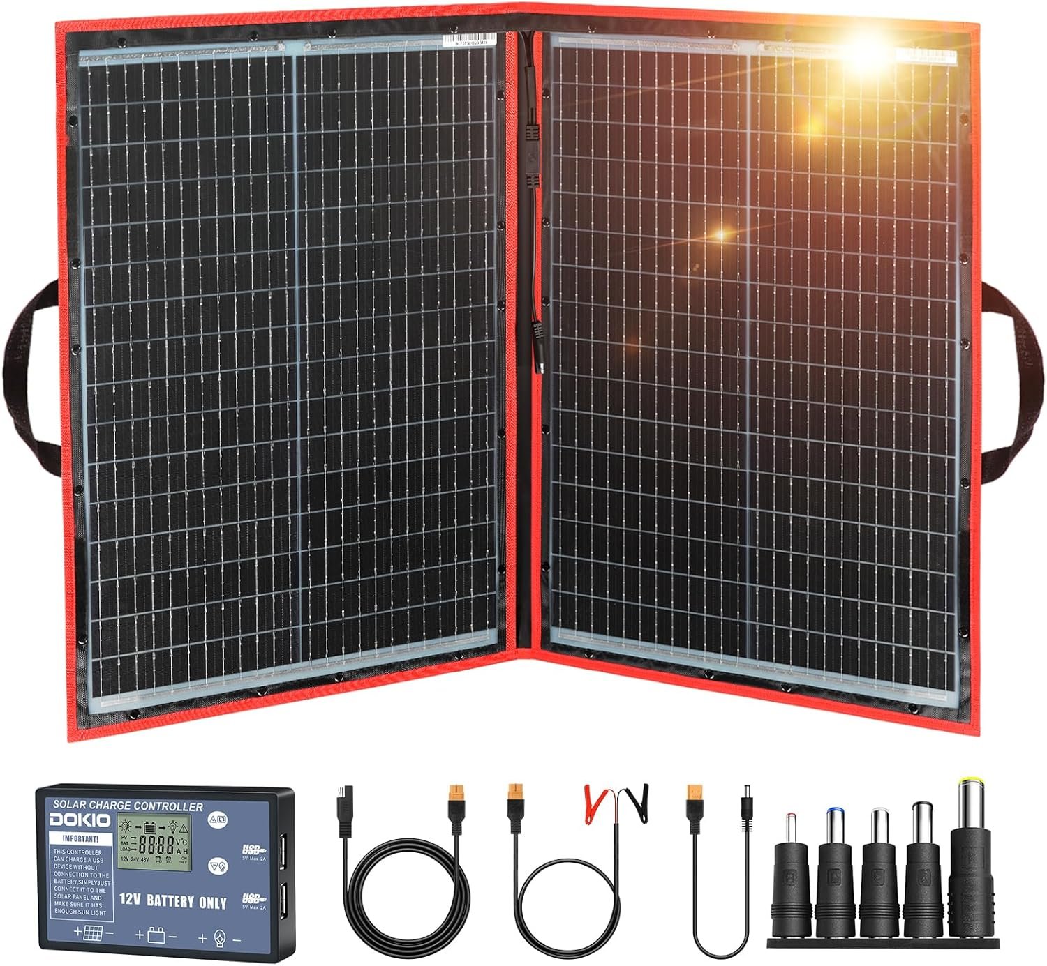 DOKIO 110w 18v Portable Foldable Solar Panel Kit